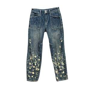 Pilcro Jeans Womens 27 Blue The Wanderer Relaxed High Rise Paint Splatter